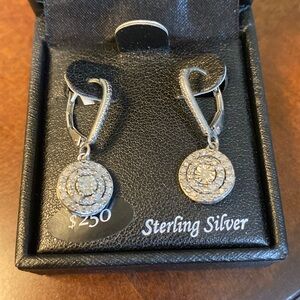 Geniune Diamond leverback earrings   full quarter carat NWT. One inch drop.